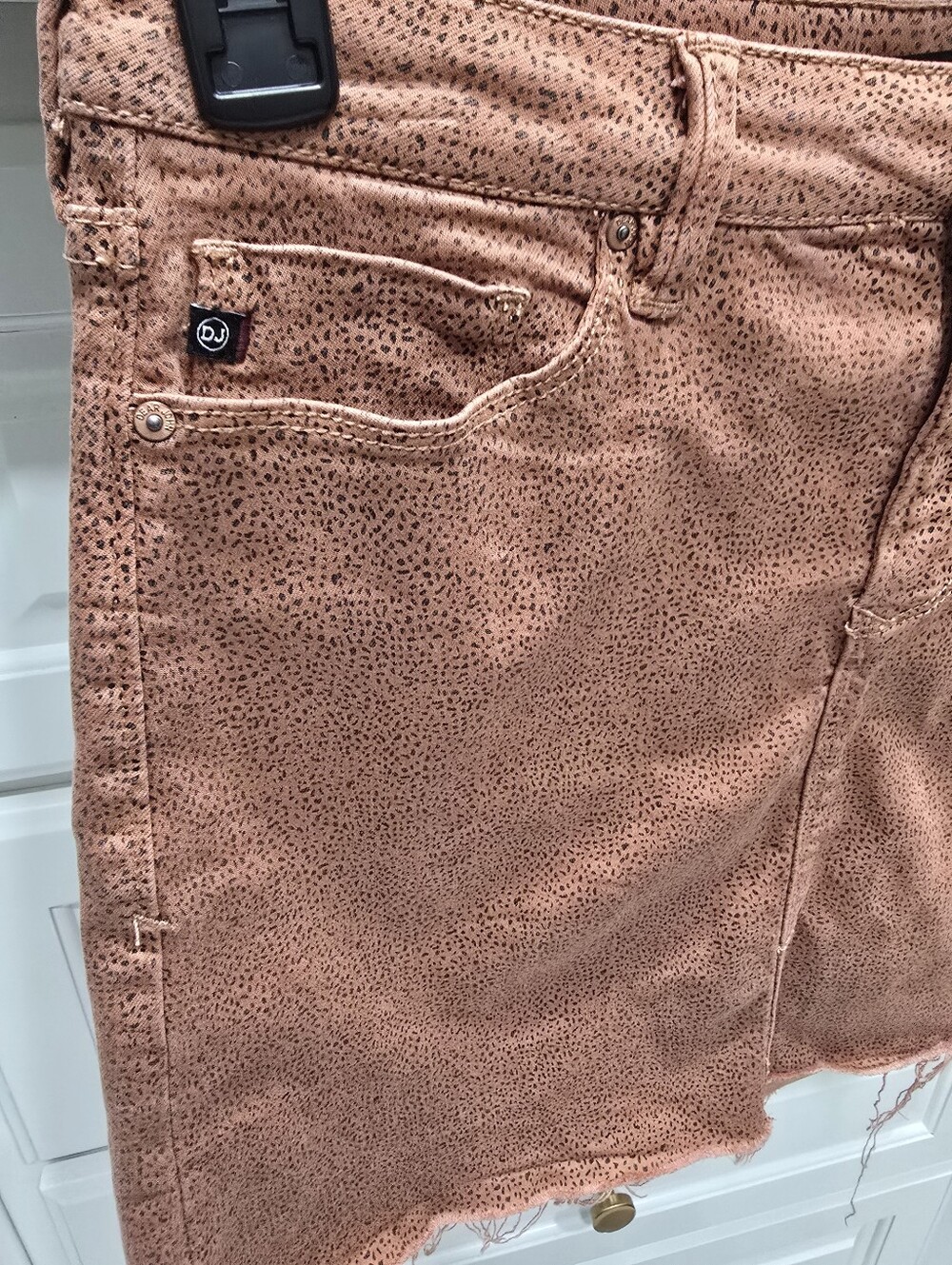 Dear John Pink Speckled Denim Mini Skirt Raw Hem Size 28 - Picture 2 of 5